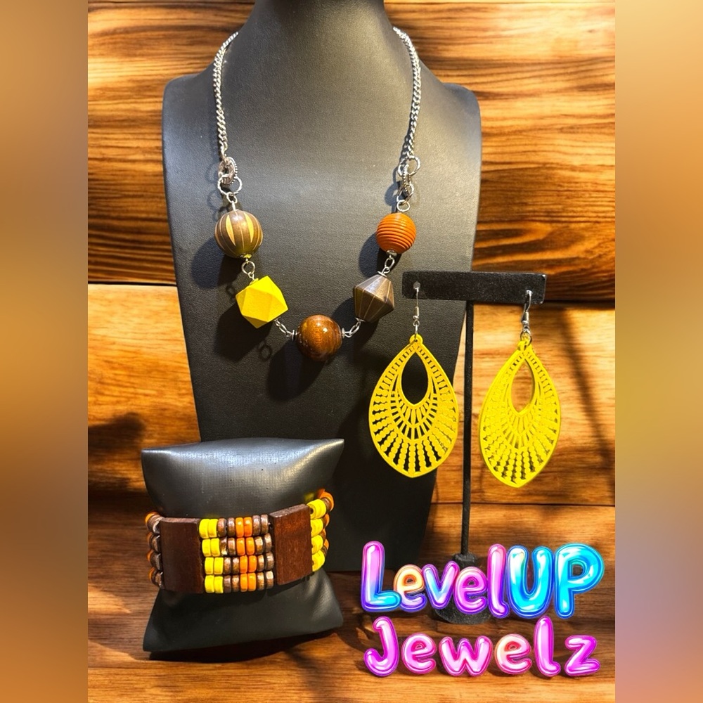 Brown and Yellow Asymmetrical Necklace